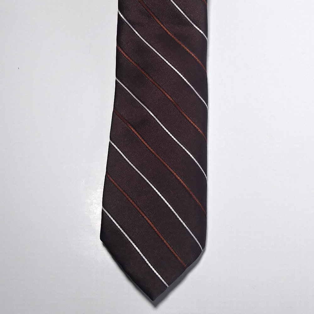 Wemblon by Wembley Brown Striped Men's Neck Tie